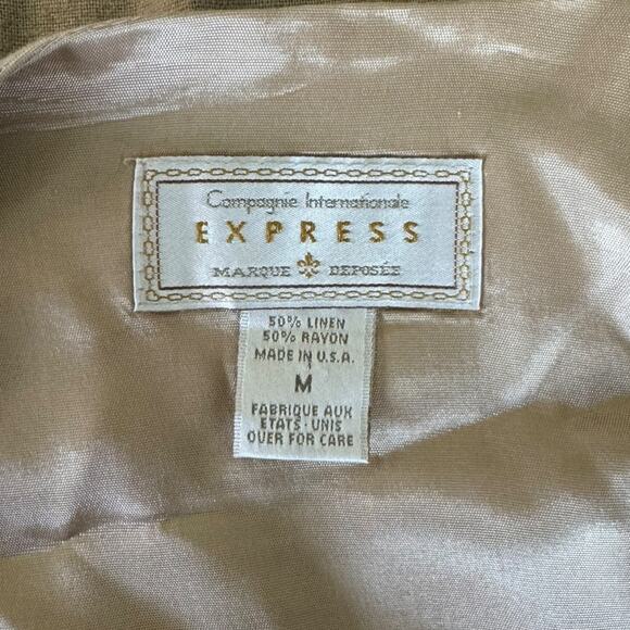 Vintage Express Embroidered Vest M Linen Blend Beige Diamond Floral USA - Picture 7 of 8